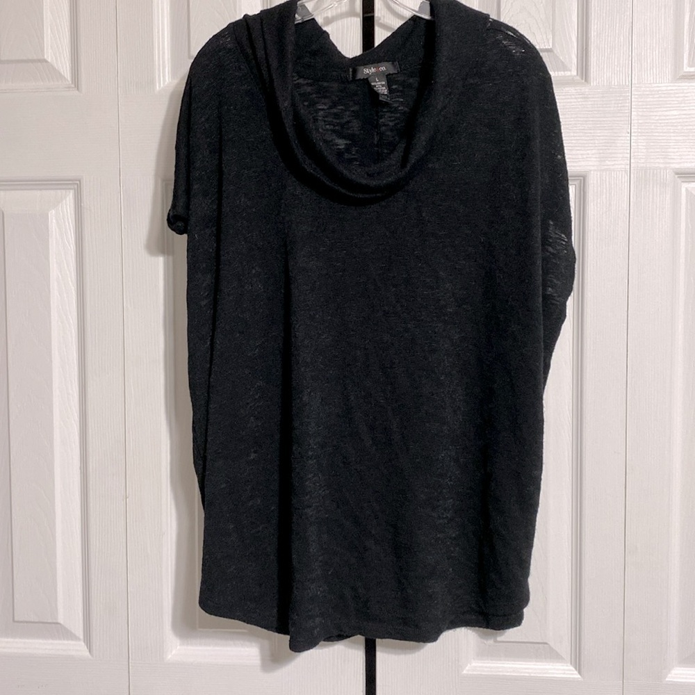Style & Co black knit short sleeve sweater top shirt sweater size LARGE